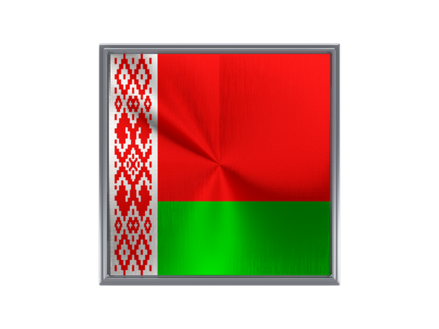 Square metal button. Download flag icon of Belarus at PNG format