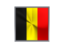 Belgium. Square metal button. Download icon.