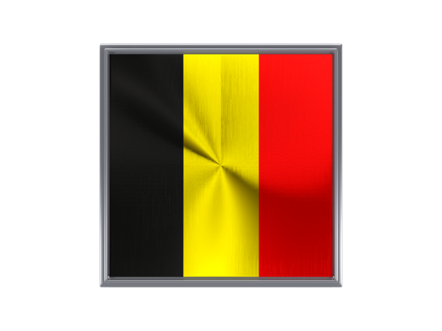 Square metal button. Download flag icon of Belgium at PNG format