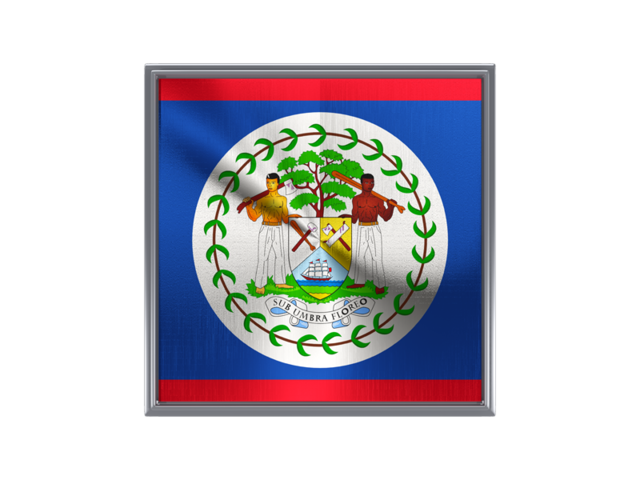 Square metal button. Download flag icon of Belize at PNG format