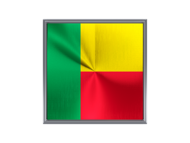 Square metal button. Download flag icon of Benin at PNG format