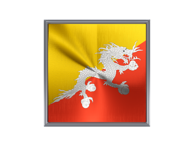Square metal button. Download flag icon of Bhutan at PNG format