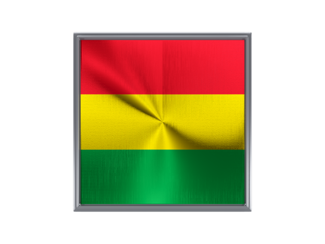 Square metal button. Download flag icon of Bolivia at PNG format