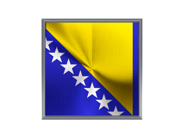 Square metal button. Download flag icon of Bosnia and Herzegovina at PNG format