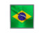 Brazil. Square metal button. Download icon.