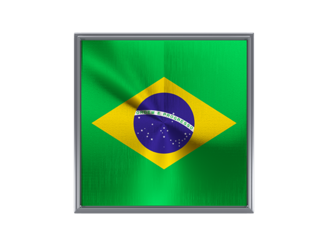 Square metal button. Download flag icon of Brazil at PNG format