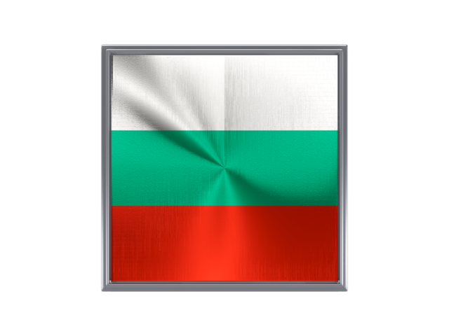 Square metal button. Download flag icon of Bulgaria at PNG format