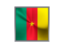 Cameroon. Square metal button. Download icon.