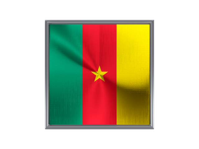 Square metal button. Download flag icon of Cameroon at PNG format