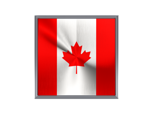 Square metal button. Download flag icon of Canada at PNG format