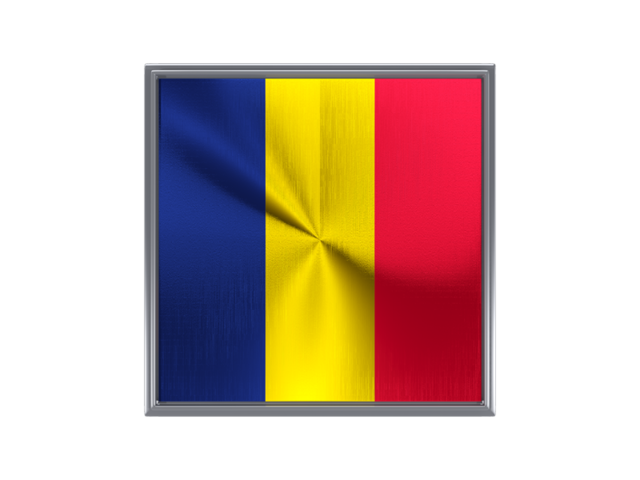 Square metal button. Download flag icon of Chad at PNG format