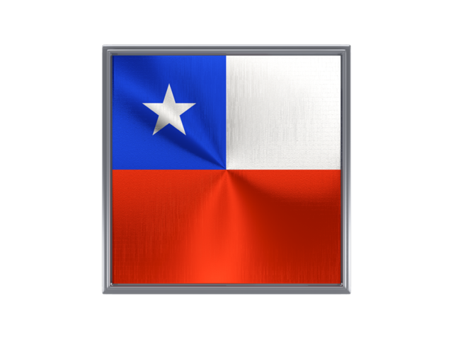 Square metal button. Download flag icon of Chile at PNG format