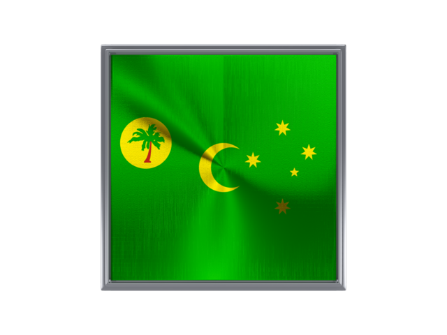Square metal button. Download flag icon of Cocos Islands at PNG format