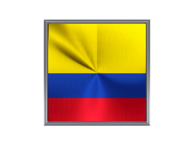 Square metal button. Download flag icon of Colombia at PNG format