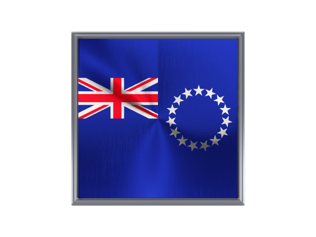 Square metal button. Download flag icon of Cook Islands at PNG format