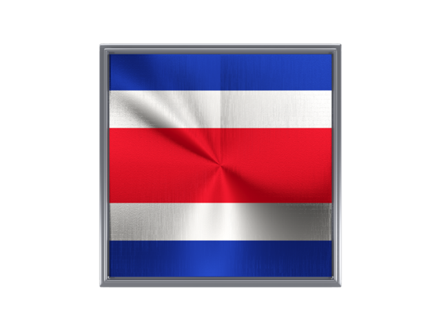 Square metal button. Download flag icon of Costa Rica at PNG format