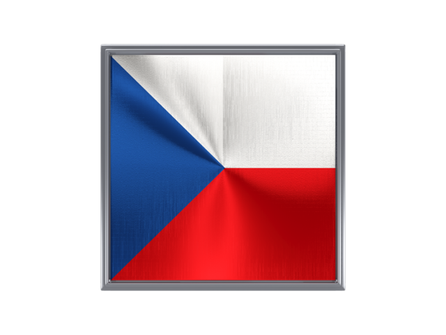 Square metal button. Download flag icon of Czech Republic at PNG format
