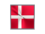 Denmark. Square metal button. Download icon.