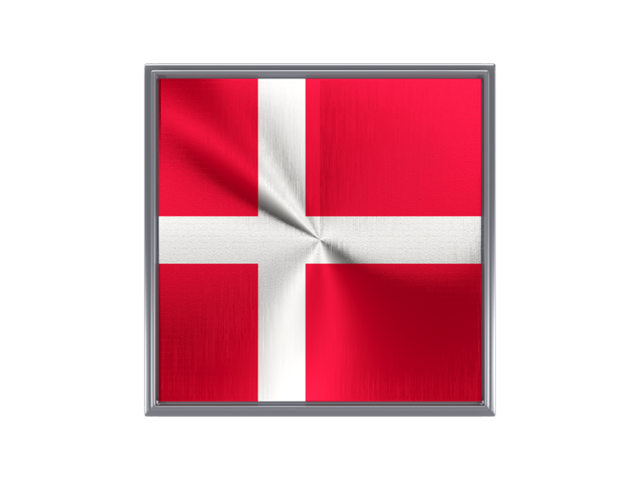 Square metal button. Download flag icon of Denmark at PNG format