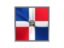 Dominican Republic. Square metal button. Download icon.