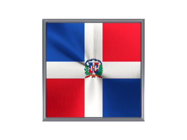 Square metal button. Download flag icon of Dominican Republic at PNG format