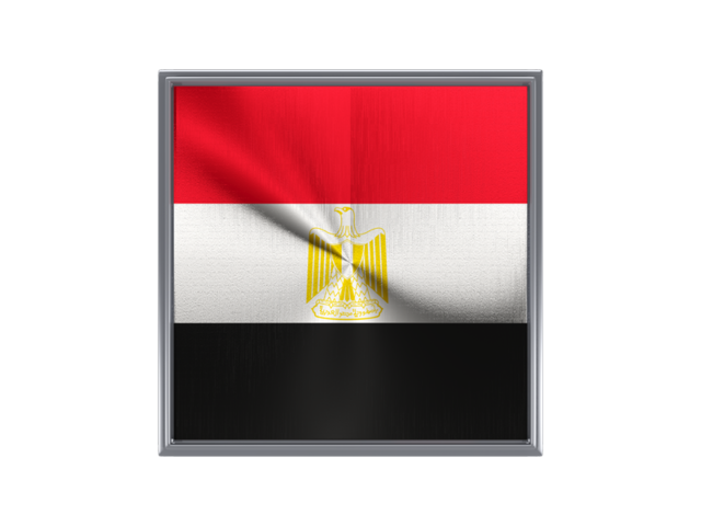Square metal button. Download flag icon of Egypt at PNG format