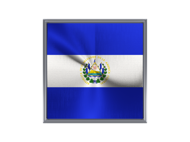 Square metal button. Download flag icon of El Salvador at PNG format
