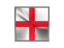 England. Square metal button. Download icon.