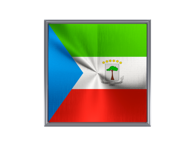 Square metal button. Download flag icon of Equatorial Guinea at PNG format