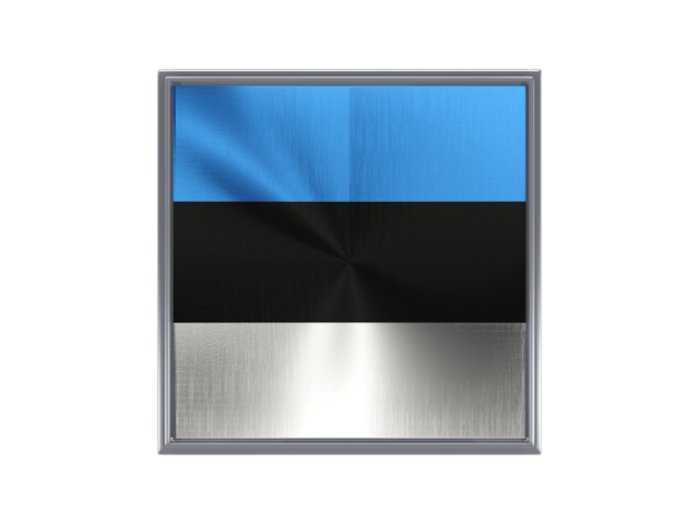 Square metal button. Download flag icon of Estonia at PNG format