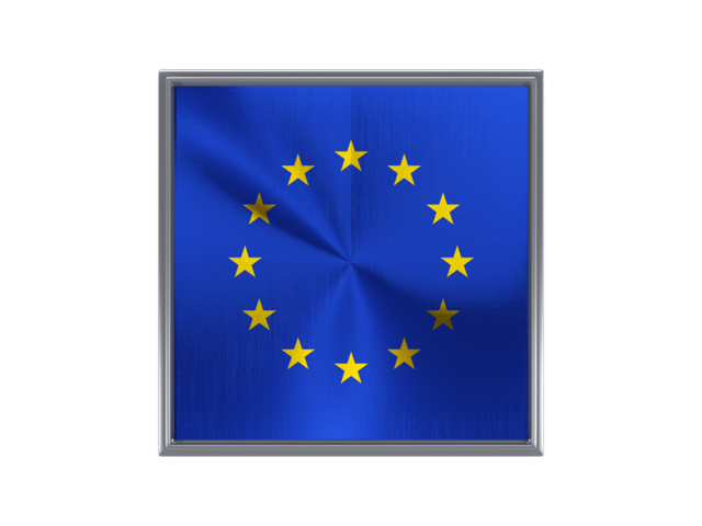 Square metal button. Download flag icon of European Union at PNG format