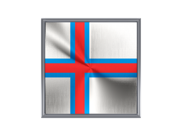 Square metal button. Download flag icon of Faroe Islands at PNG format