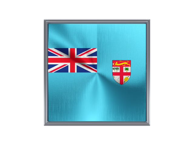 Square metal button. Download flag icon of Fiji at PNG format