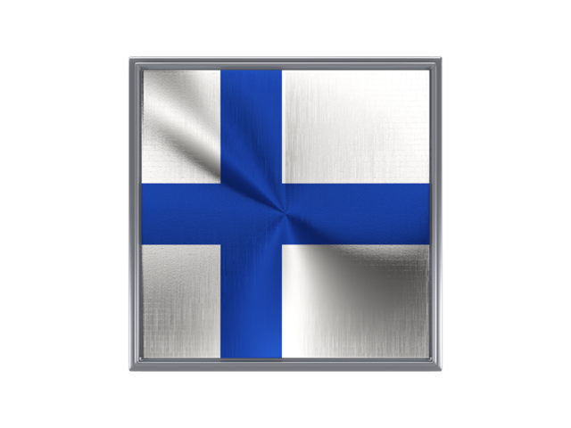 Square metal button. Download flag icon of Finland at PNG format