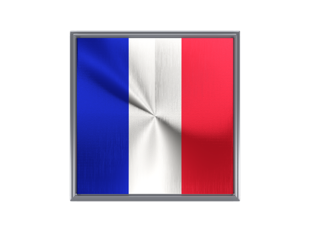 Square metal button. Download flag icon of France at PNG format