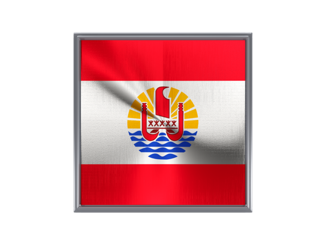 Square metal button. Download flag icon of French Polynesia at PNG format