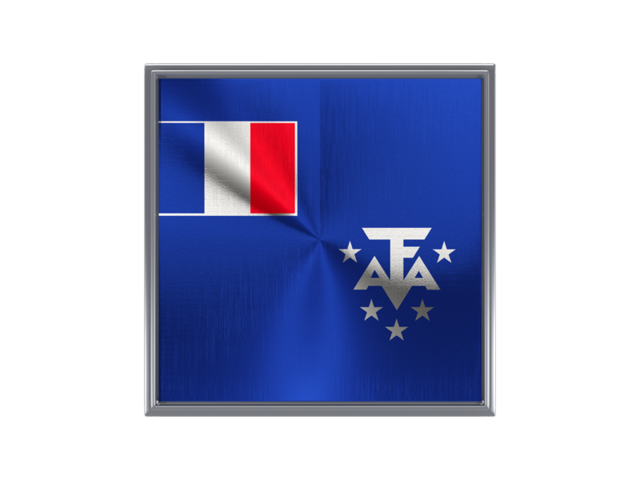 Square metal button. Download flag icon of French Southern and Antarctic Lands at PNG format