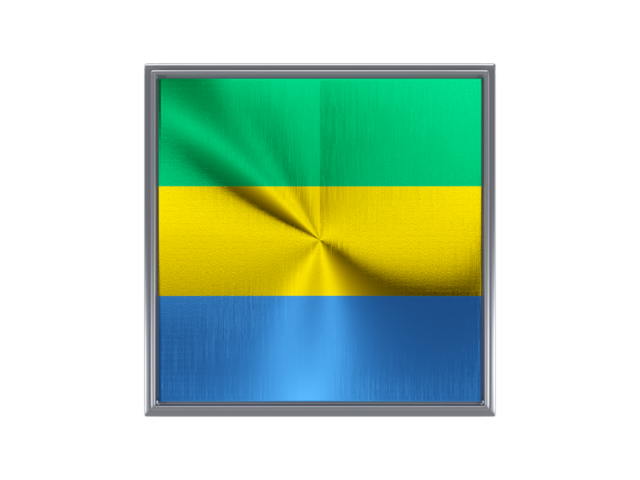 Square metal button. Download flag icon of Gabon at PNG format