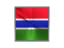 Gambia. Square metal button. Download icon.