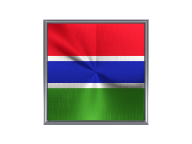 Square metal button. Download flag icon of Gambia at PNG format
