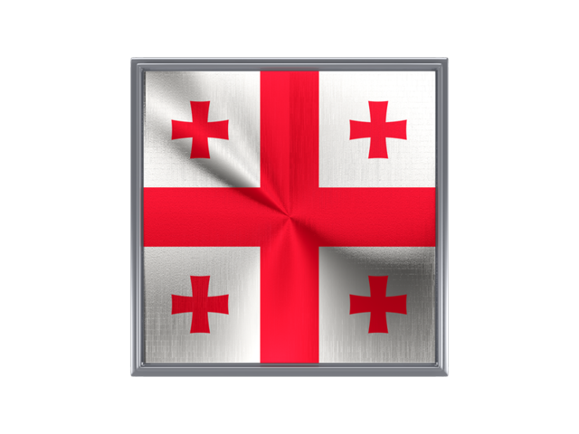 Square metal button. Download flag icon of Georgia at PNG format