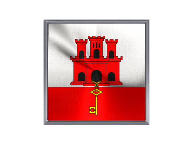 Square metal button. Download flag icon of Gibraltar at PNG format