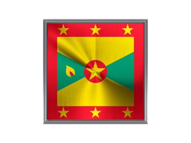 Square metal button. Download flag icon of Grenada at PNG format