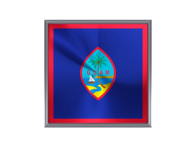 Square metal button. Download flag icon of Guam at PNG format