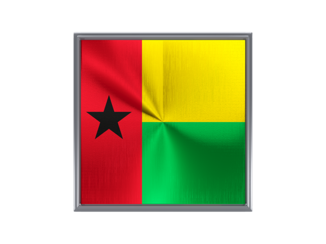 Square metal button. Download flag icon of Guinea-Bissau at PNG format