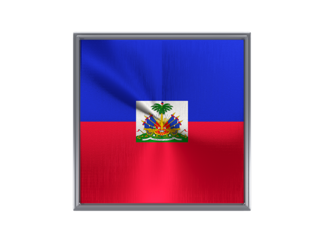 Square metal button. Download flag icon of Haiti at PNG format