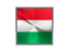 Hungary. Square metal button. Download icon.