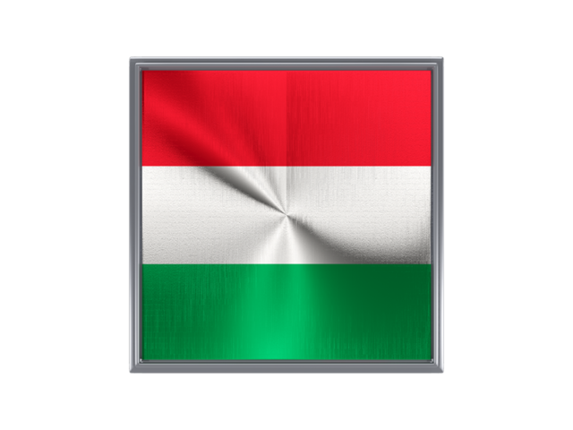 Square metal button. Download flag icon of Hungary at PNG format