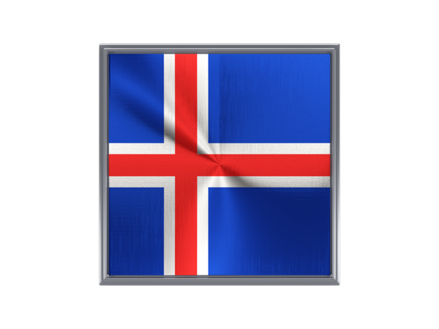 Square metal button. Download flag icon of Iceland at PNG format