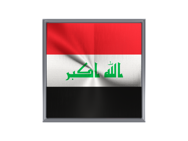 Square metal button. Download flag icon of Iraq at PNG format